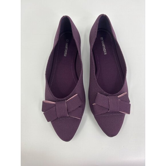 41 Hawthorn Oaklyn Textile Stretch Bow Ballet Flat Shoe Purple Sz 7.5 NWOB - Picture 2 of 6
